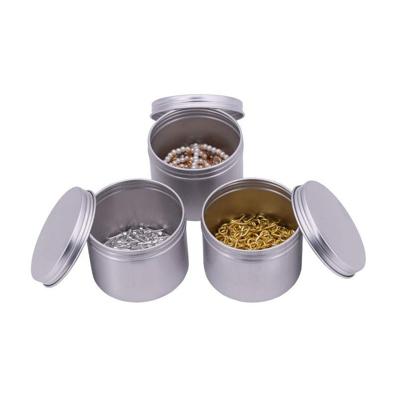 Healthcom 15 Packs 5 Oz 150ml Empty Silver Round Aluminum Tin Cans Screw Top Aroma Hair Wax Cosmetic Container Cream Box Makeup Pot Jars Tea Tin Storage Case for Accessories DIY Crafts Spice Candles - Image 3